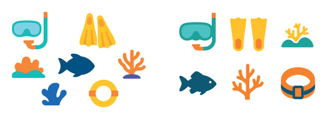 Naklejka premium Snorkeling Icon Set