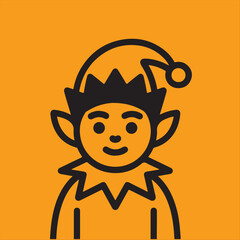 Christmas elf in black and white in white