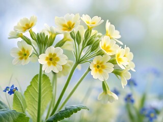 Fototapeta premium Closeup of a beautiful yellow primrose flower in full bloom in spring