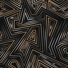 Scandinavian metallic maze. Seamless pattern.
