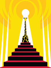 giraffe on the top of the stairs. Vector illustration.