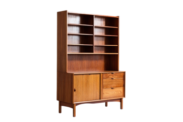 Tall wooden bookcase with lower cabinet