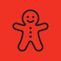 Gingerbread man vector in black and white 