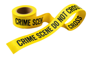 Yellow crime scene tape in a 3D perspective.