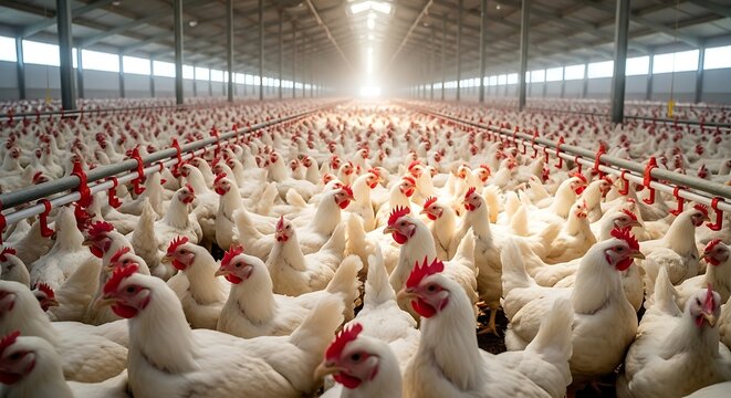 Chicken farm with many birds