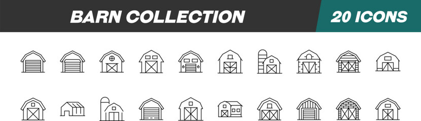 Line Signs of Barn for Advertisement. Suitable for books, stores, shops. Editable stroke in minimalistic outline style. Symbol for design