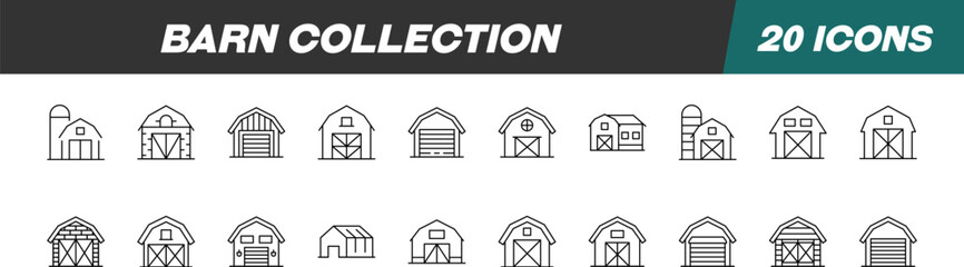 Signs of Barn for Shops and Stores. Suitable for books, stores, shops. Editable stroke in minimalistic outline style. Symbol for design