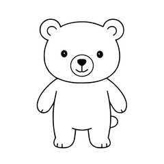 Cute cartoon bear character outline for coloring book concept  