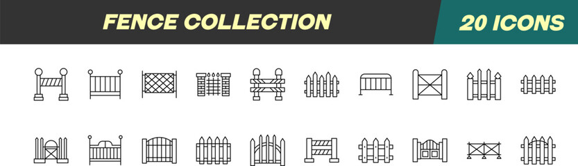 Line Signs of Fence for Adverts. Suitable for books, stores, shops. Editable stroke in minimalistic outline style. Symbol for design