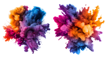 Colorful Smoke Explosion Set Isolated on White Background