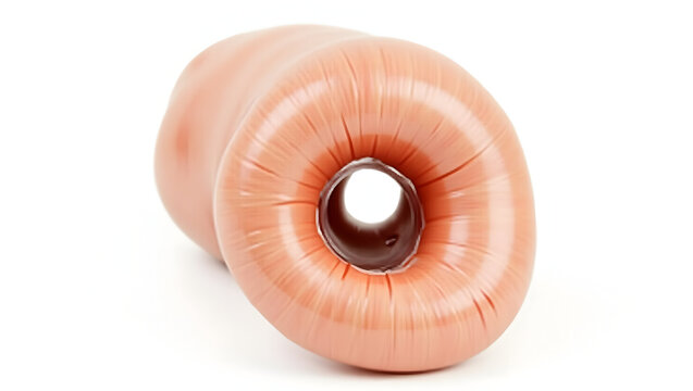Anatomy & Physiology A model of the pyloric sphincter, isolated on white, showing muscular ring and opening for digestive system, anatomy, and clinical reference