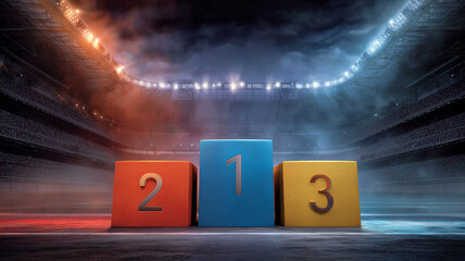 Obraz premium Sports podium with stadium background
