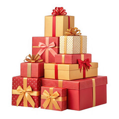 Fototapeta premium Festive gift stack isolated on transparent background