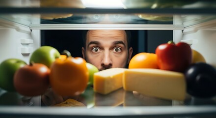 Man peeking in fridge
