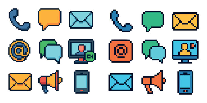 Colorful Communication Icons Grid