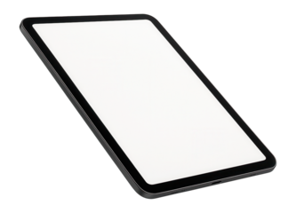 Tablet with blank screen.