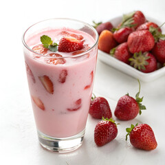 A glass of Korean strawberry milk.