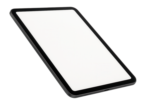 Tablet with blank screen.