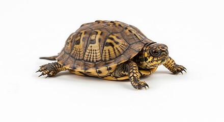 Fototapeta premium Detailed Studio Shot of a Box Turtle on a Clean White Background