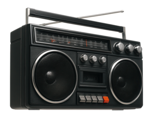 Vintage boombox radio on.