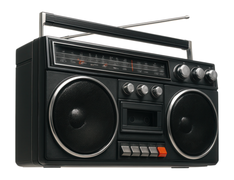 Vintage boombox radio on.
