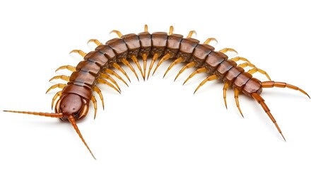 Fototapeta premium Detailed Studio Shot of a Centipede on a Clean White Background