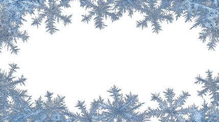 Obraz premium delicate frame of snowflakes in blue and white isolated on white background