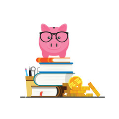 Education savings concept with piggy bank