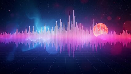 Cosmic nebula colors form an abstract soundwave pulsing with interstellar rhythms.