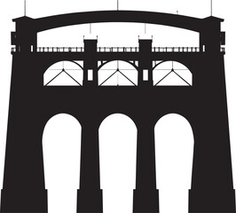 Majestic Dam Structure Silhouette | Black Vector Icon Art