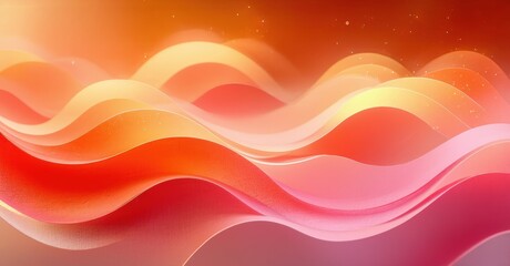 Fototapeta premium Abstract waves, vibrant colors blend. Orange, pink hues create flowing, dynamic visual experience. Soft light, smooth gradients dominate composition.