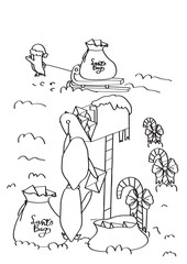 Fototapeta premium penguins in the North Pole coloring book page