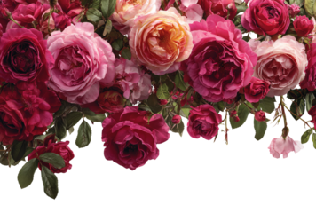 Romantic bouquet of pink roses isolated on transparent background, a beautiful floral arrangement perfect for weddings, valentines, and elegant decoration