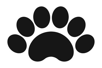Black cat paw print vector icon illustration for pet and animal design