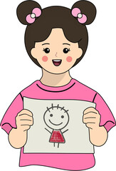 그림을 그리고 발표하는 어린이