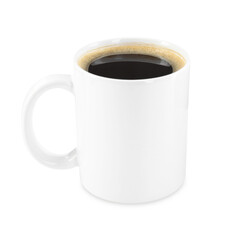 Tasty coffee in cup isolated on white