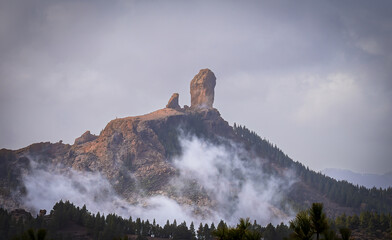 Landscape with Roque Nublo, Gran Canaria, Canary Islands, Spain