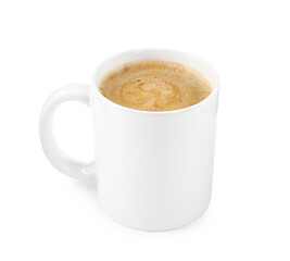 Aromatic coffee in cup isolated on white. Mockup for design