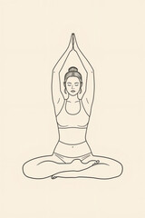 Woman in Yoga Pose Line Drawing