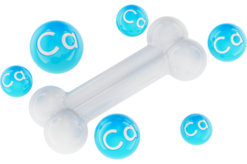Bone with Calcium Ca balls, transparent background