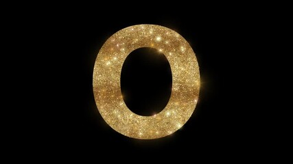 Luxury alphabet uppercase letter "O" with golden glitter, alpha channel - Powered by Adobe