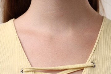 Closeup view of woman with healthy skin