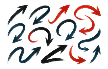 Fototapeta premium Hand-drawn brush stroke arrows.