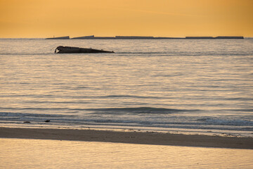 Asnelles-Sur-Mer, France - 08 08 2025:  Normandy landing blockhouse. Panoramic view of the...