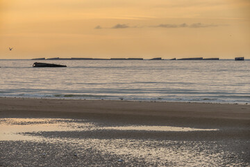 Asnelles-Sur-Mer, France - 08 08 2025:  Normandy landing blockhouse. Panoramic view of the...