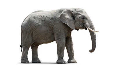 Majestic African Elephant Isolated, Showing Detailed Skin Texture and Ivory Tusks