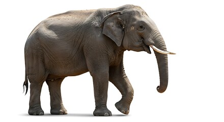 Obraz premium Majestic Asian Elephant Walking Isolated on White Background
