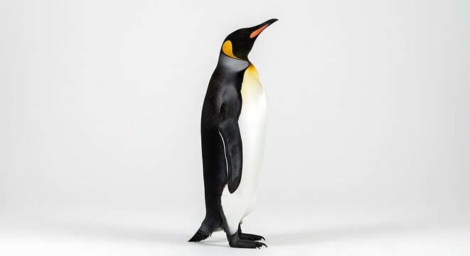 Majestic King Penguin Standing Tall Against a Seamless White Background