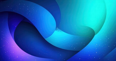 Abstract fluid shapes blend, creating vibrant blue, purple hues. Subtle sparkles add depth, texture to composition.