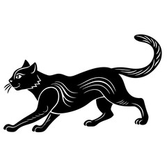 Obraz premium Running Cat Silhouette SVG | Fast Cat Movement Vector Clipart for Cricut and Vinyl Crafts